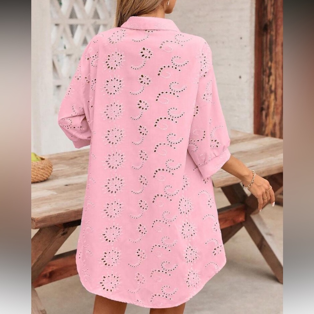 White Eyelet Tunic Dress - Picture 5 of 14
